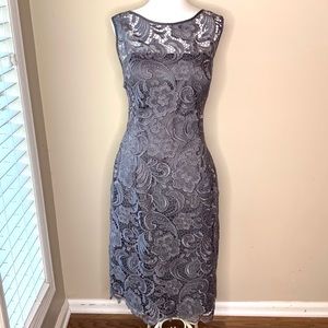 Adrianna Papell gray lace dress